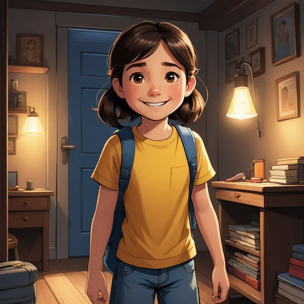 a girl standing in a room with a backpack on her back and a suitcase on the floor in front of her, paris school, a storybook illustration, Cliff Childs, promotional image