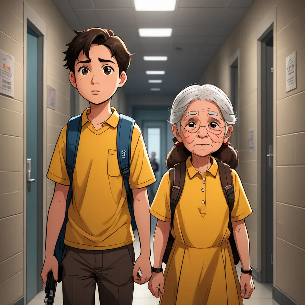 a man and a woman walking down a hallway together in school uniforms with backpacks on their shoulders and a backpack on their shoulder, serial art, a character portrait, Byeon Sang-byeok, official art