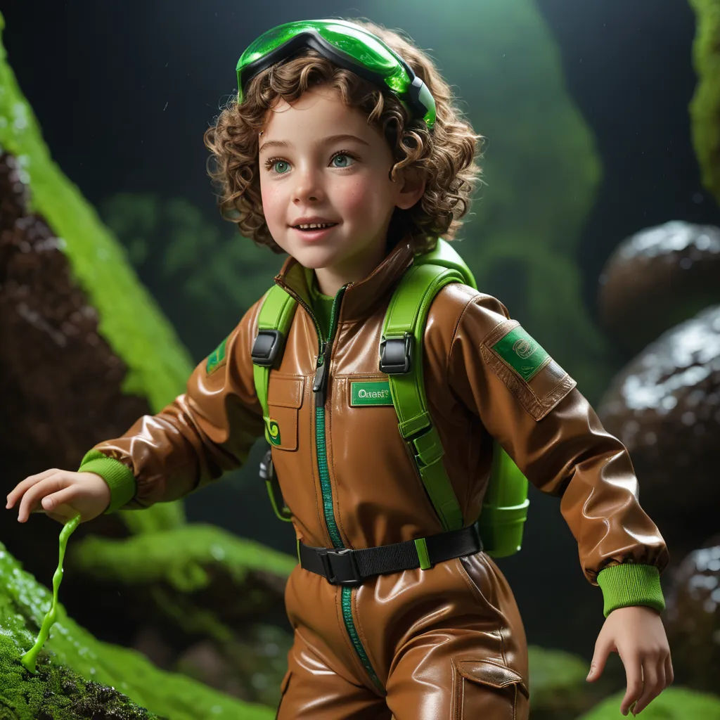 a young boy dressed in a brown and green suit and helmet with a green bow on his head and a green belt around his neck, photorealism, a photorealistic painting, Diego Gisbert Llorens, green