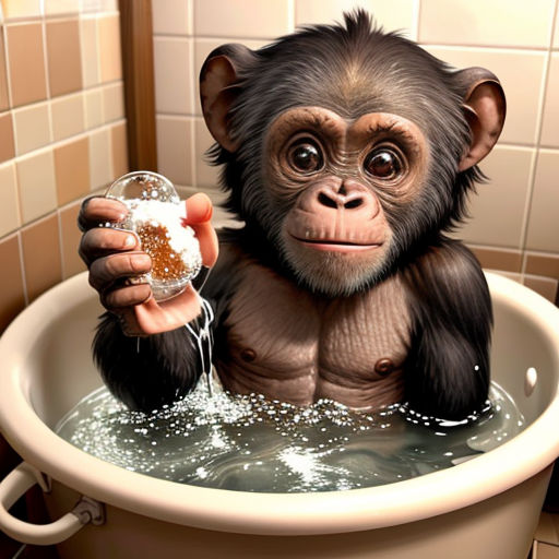 a monkey in a bathtub holding a glass of beer and a bottle of beer in it's hand