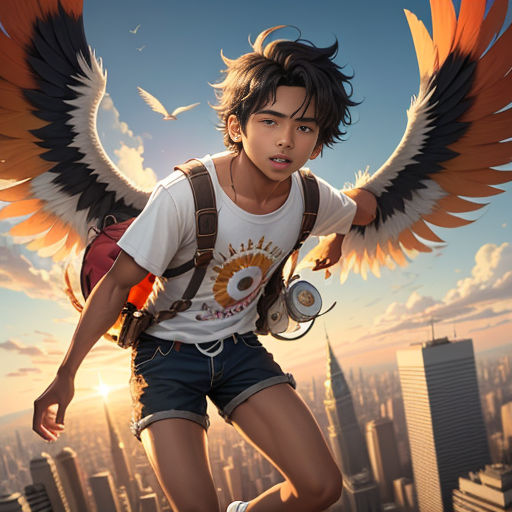 anime guy with bird wings