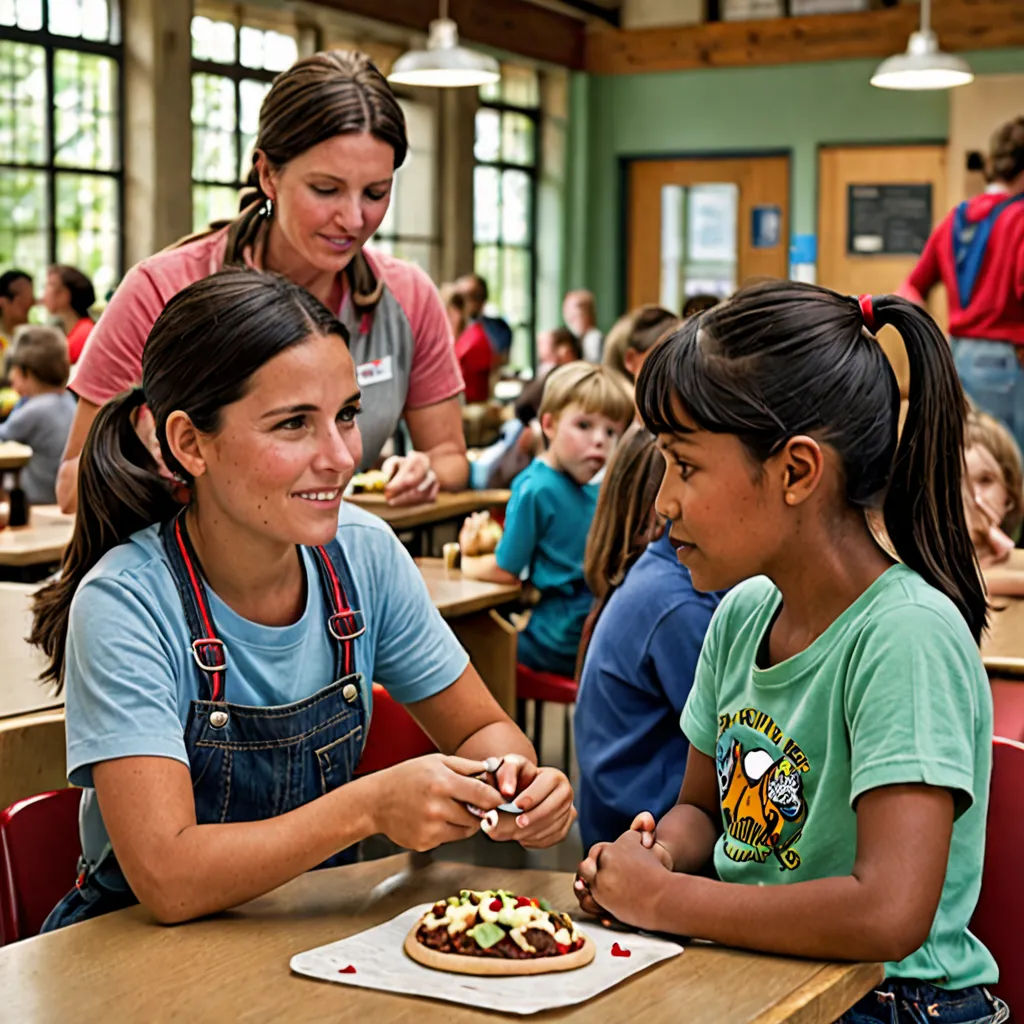 a woman and a girl sitting at a table with a cake in front of them and a woman standing over the table, vancouver school, a stock photo, Anne Said, promotional image