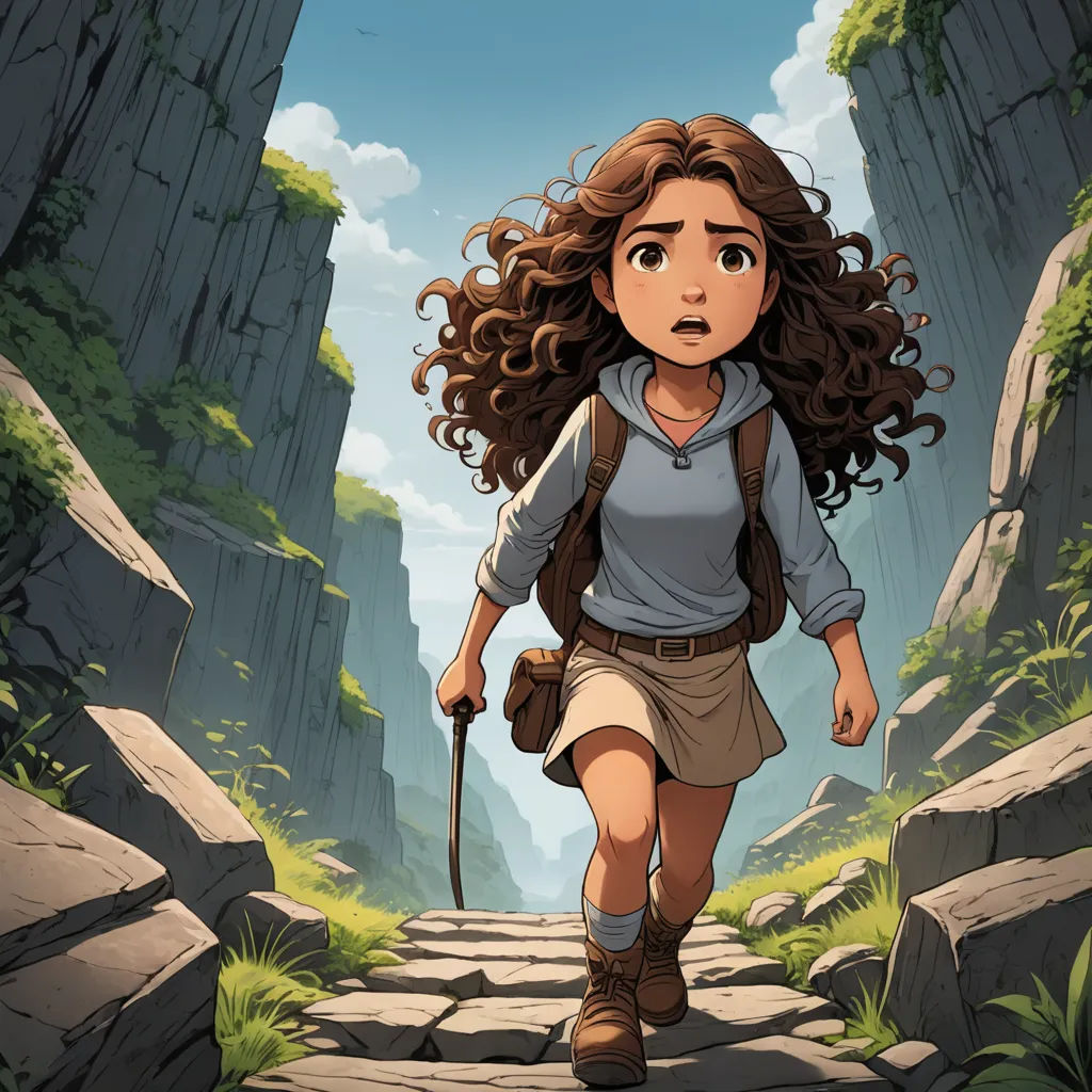 a girl with long hair walking down a path in a forest with a backpack on her back and a backpack on her shoulder, process art, concept art, Cliff Childs, official art