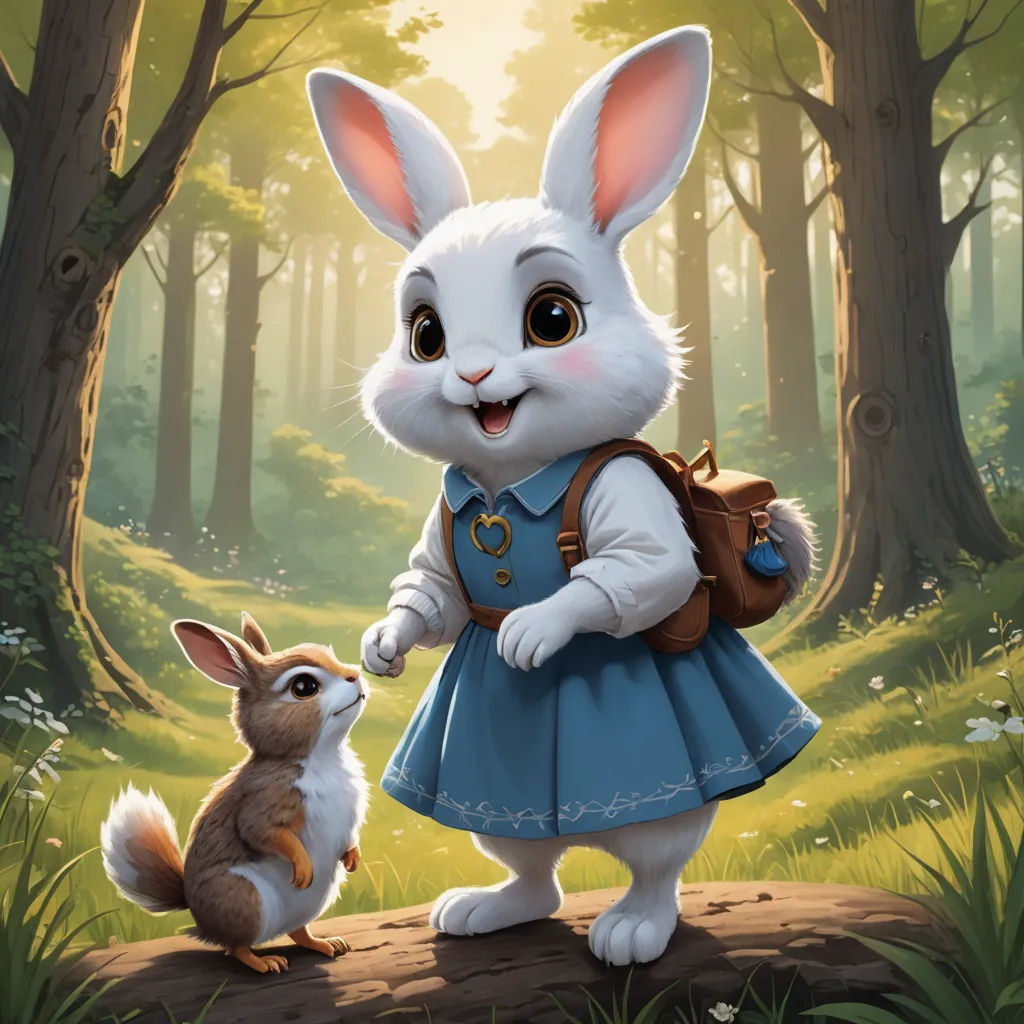 a rabbit and a rabbit in a forest with a rabbit in the foreground, and a rabbit in the background, furry art, a storybook illustration, Beatrix Potter, official art