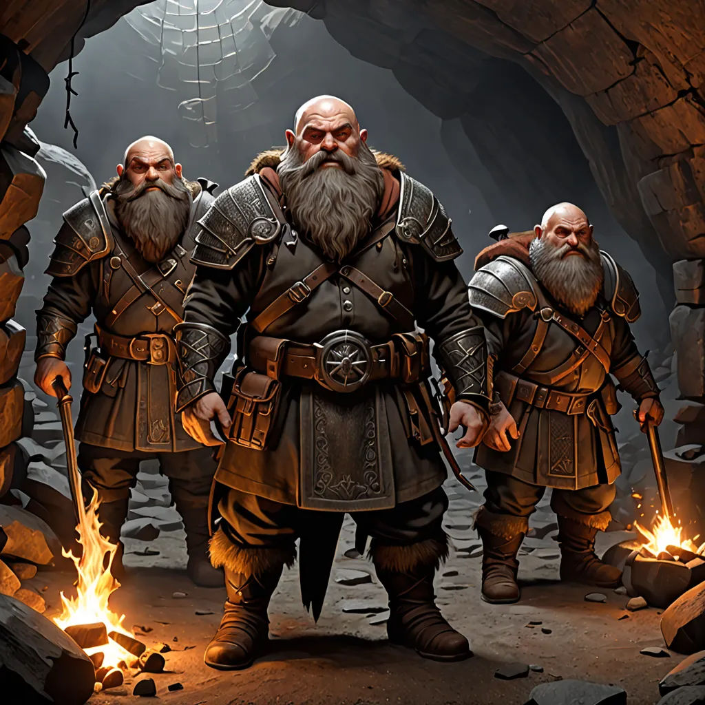 a group of men standing in a cave with torches in their hands and wearing armor and holding swords in their hands, antipodeans, concept art, Clint Cearley, d & d
