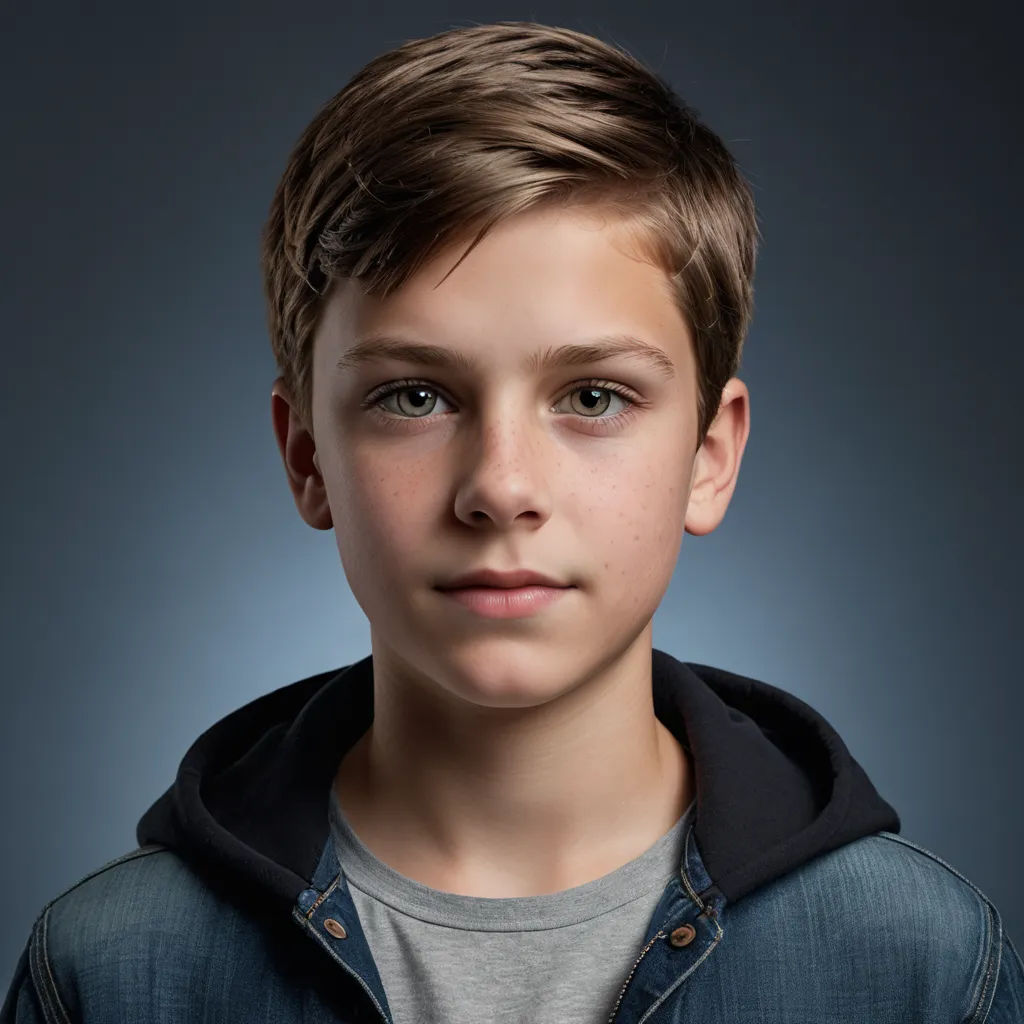 a young boy with a hoodie on posing for a picture in a studio photo studio, with a dark background, barbizon school, a character portrait, Daniel Lieske, kai carpenter