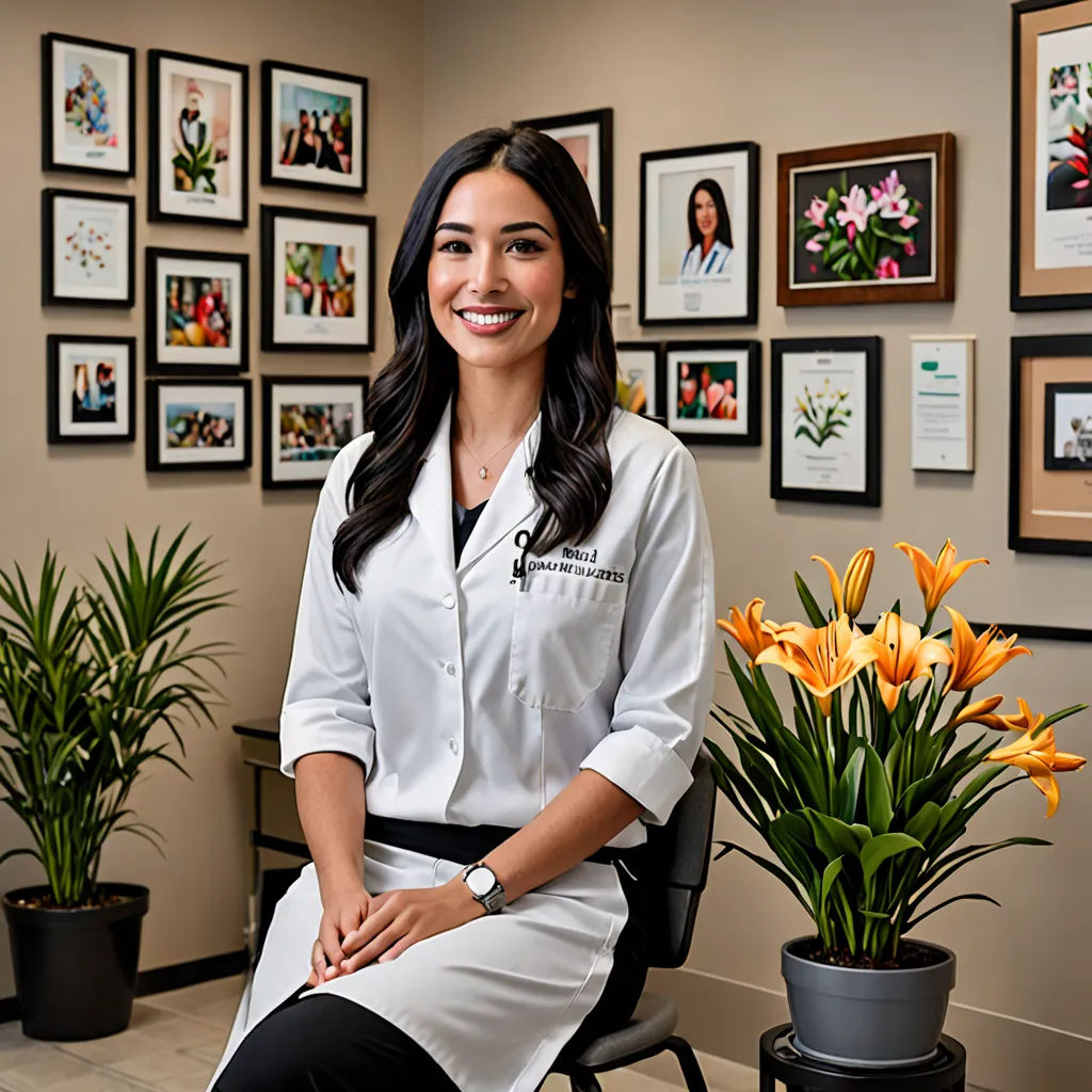 a woman sitting in a chair next to a potted plant and a vase of flowers on a table, neoplasticism, a stock photo, Dr. Atl, professional photo