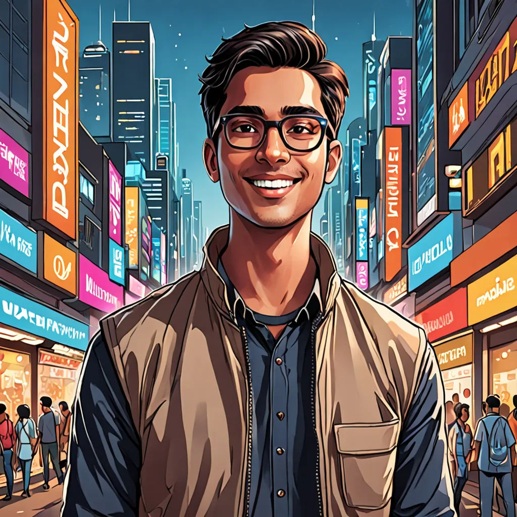 a man in a city street with a cityscape in the background and a cityscape in the foreground, samikshavad, a character portrait, Amir Zand, high detail illustration