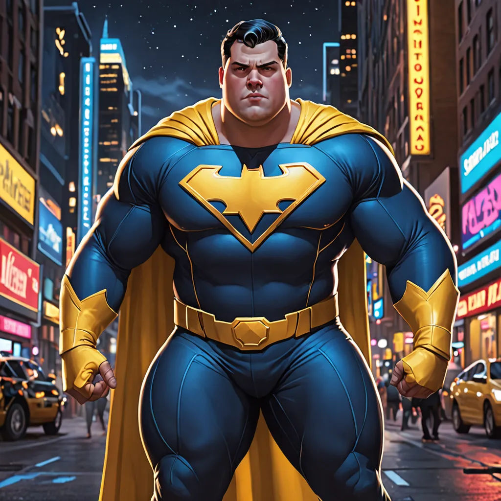 a man in a batman costume standing in the street at night with a city background and neon signs in the background, superflat, a comic book panel, Anthony Palumbo, comic cover art