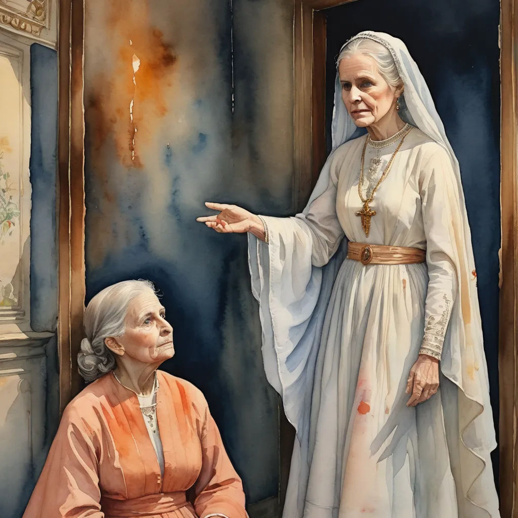 a painting of a woman in a white dress and a nun in a red dress and a woman in a white dress, american scene painting, a detailed painting, Constance Copeman, official art