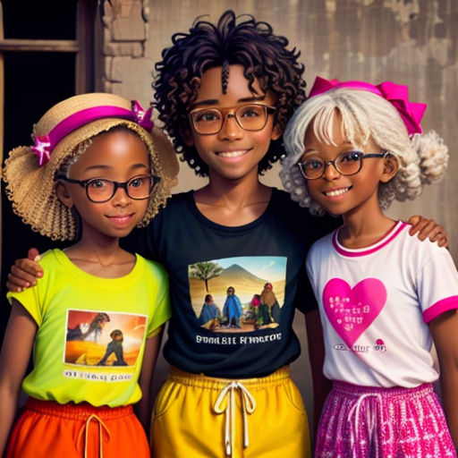 three children are posing for a picture together in front of a building with a sign that says,'i love the bible '