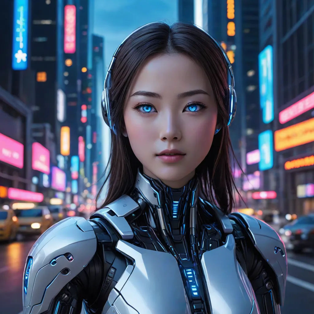 a woman in a futuristic suit standing in the middle of a city at night with neon signs in the background, Ai-Mitsu, retrofuturism, cyberpunk art, rossdraws global illumination