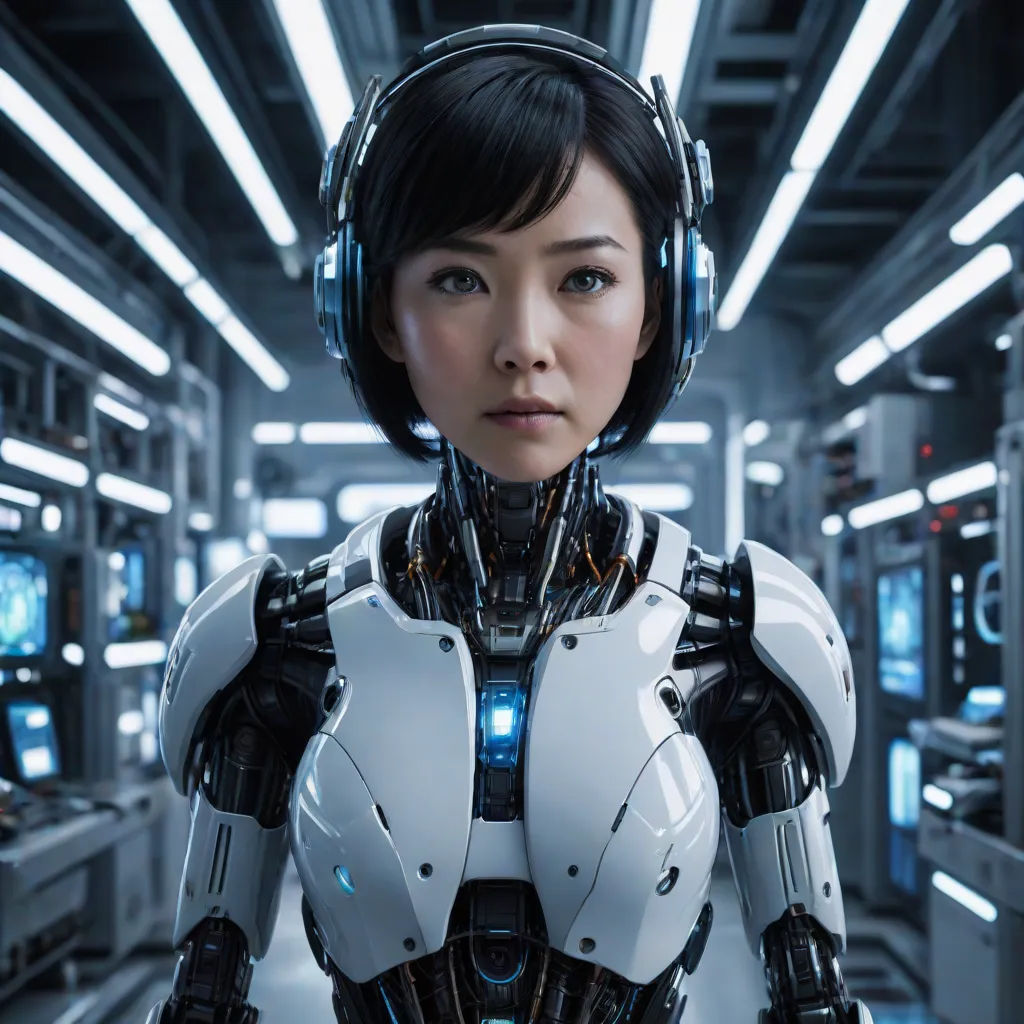 a woman in a futuristic suit with headphones on and a sci - fi fi fi fi fi fi fi fi fi fi fi fi fi fi fi fi fi fi fi fi fi fi fi fi fi fi fi fi fi fi, Ai-Mitsu, les automatistes, a computer rendering, ex machina