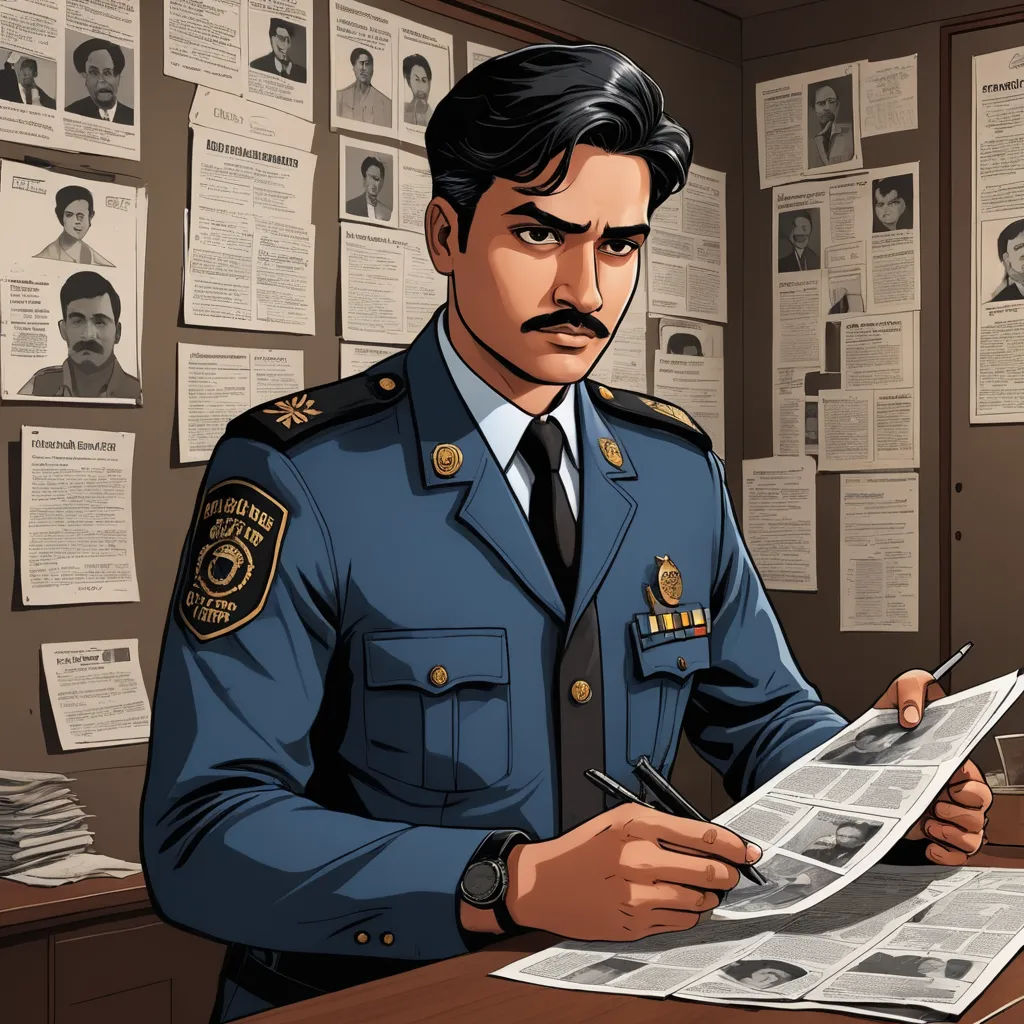 a man in uniform is sitting at a desk with papers and a pen in his hand and a clipboard with pictures on the wall behind him, serial art, a character portrait, Eddie Mendoza, character portrait