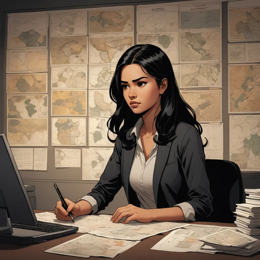 a woman sitting at a desk with a laptop and papers in front of her, with a pen in her hand, serial art, a comic book panel, Ada Gladys Killins, official art