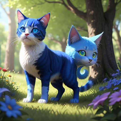 Smurf Cat, Smurf Cat in the forest next to flower. Smurf Cat