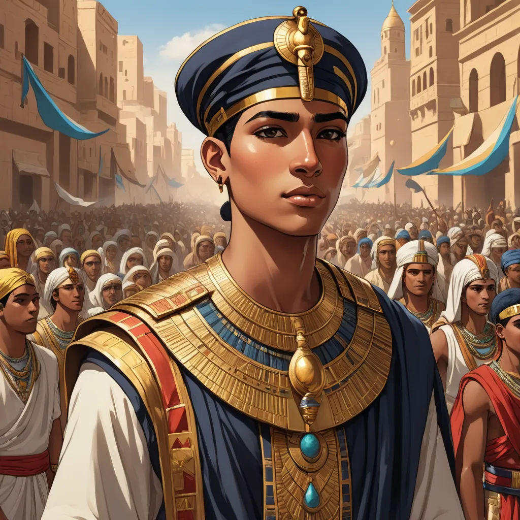 a painting of a man in a turban and a crowd of people in egyptian dress in front of a building, fantasy art, egyptian art, Altoon Sultan, magic the gathering artwork