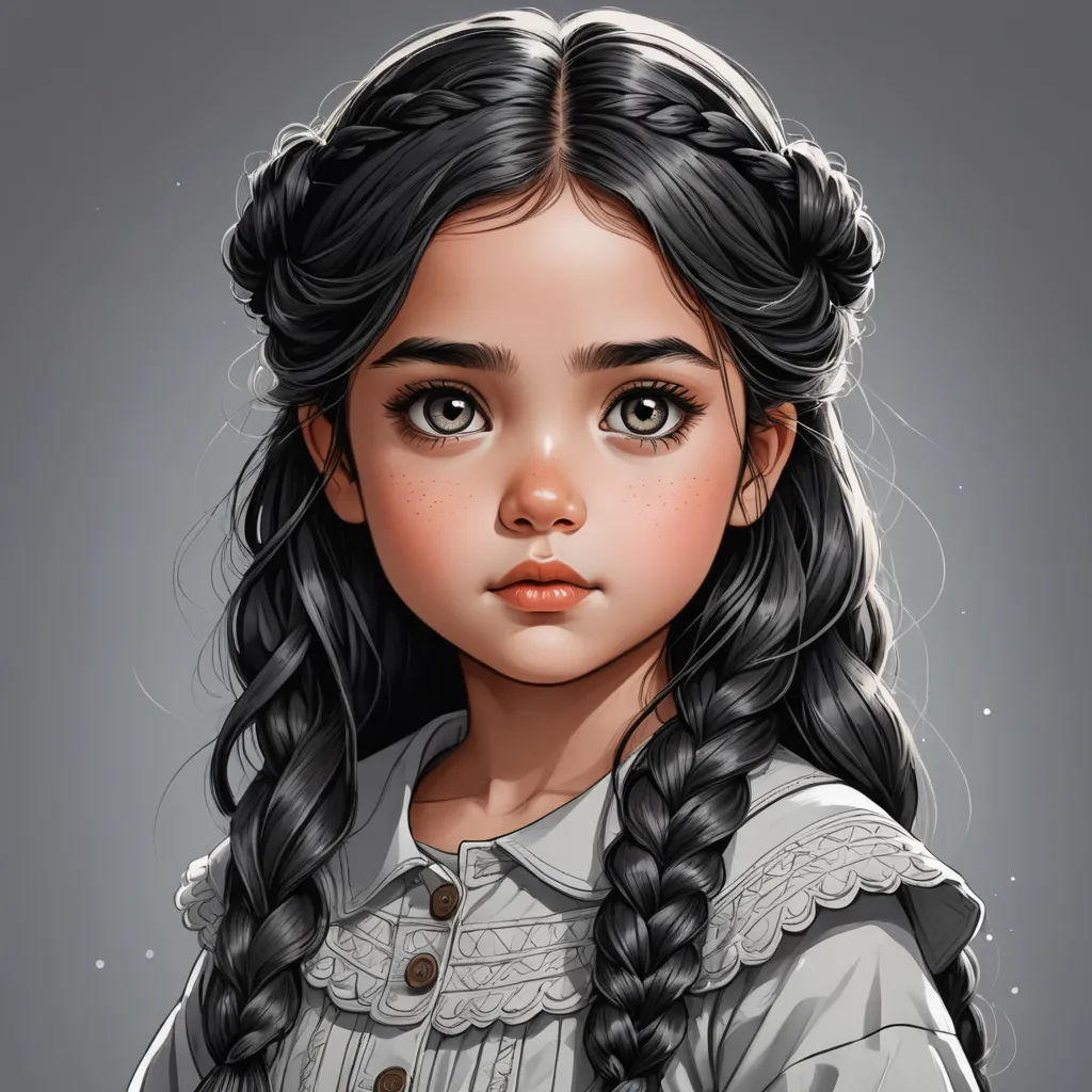 a digital painting of a little girl with long hair and braids on her head, wearing a white dress, fantasy art, a detailed drawing, Artgerm, trending on art station