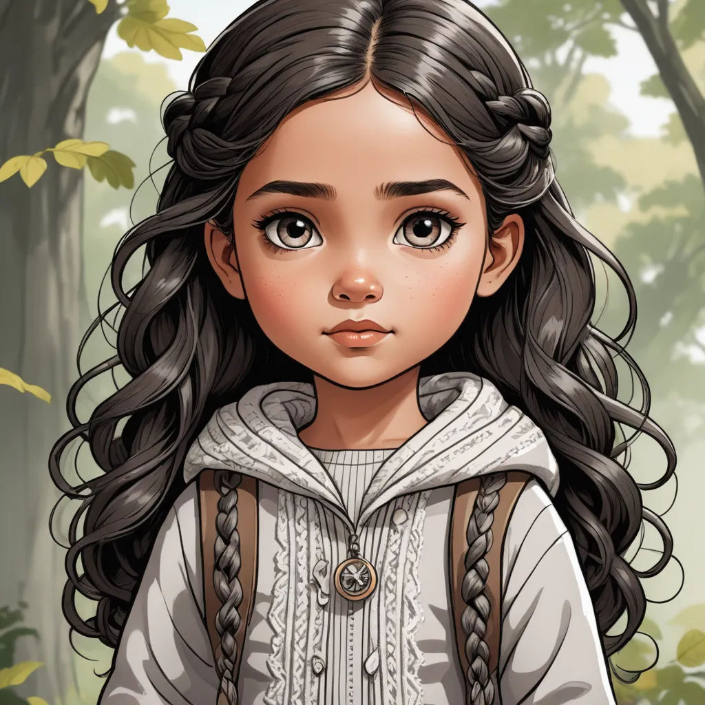 a cartoon girl with long hair and a white shirt in a forest with trees and leaves behind her is looking at the camera, fantasy art, a character portrait, Clarice Beckett, character portrait