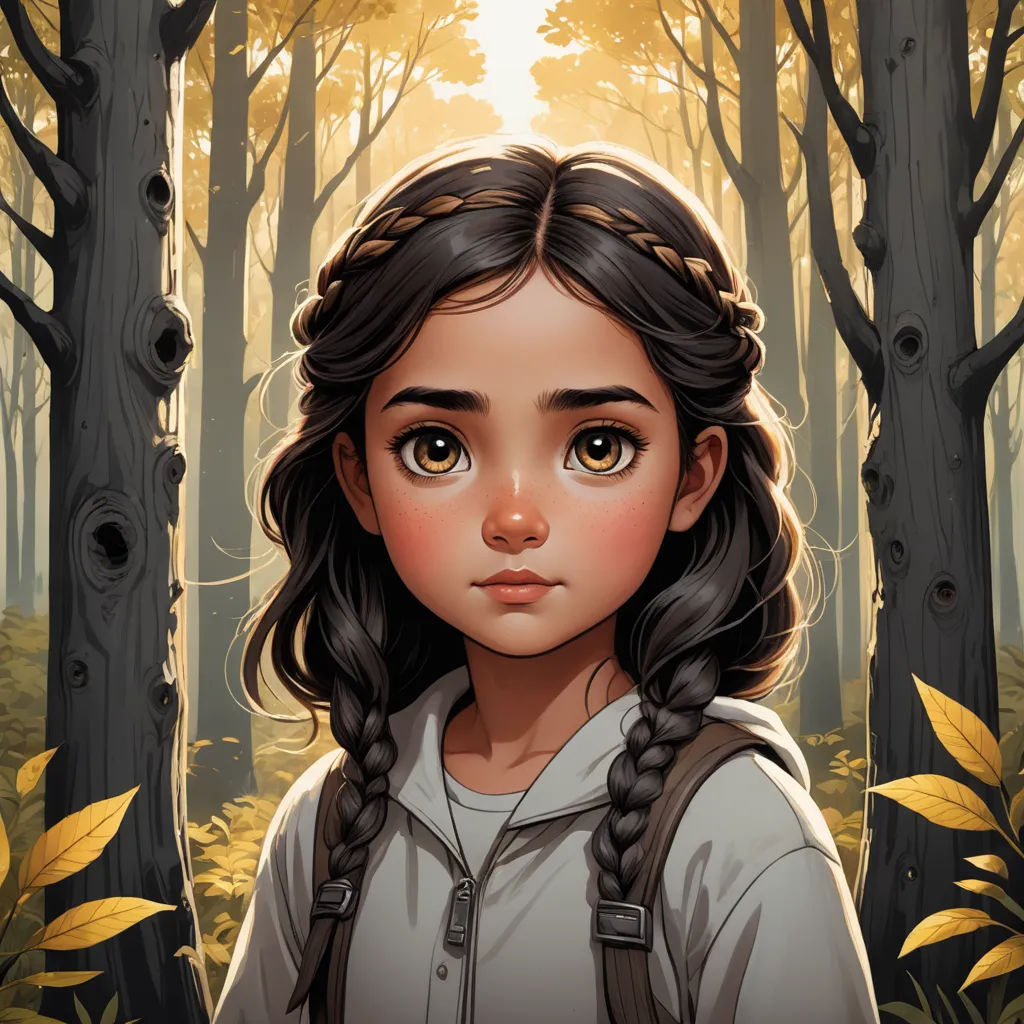 a girl with braids standing in a forest with trees and leaves in the background, looking at the camera, fantasy art, a character portrait, Charlie Bowater, deviantart artstation