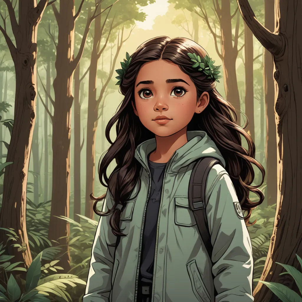 a girl in a forest with a wreath of leaves on her head and a backpack on her shoulder, standing in front of a tree, environmental art, a character portrait, Charlie Bowater, cushart krenz