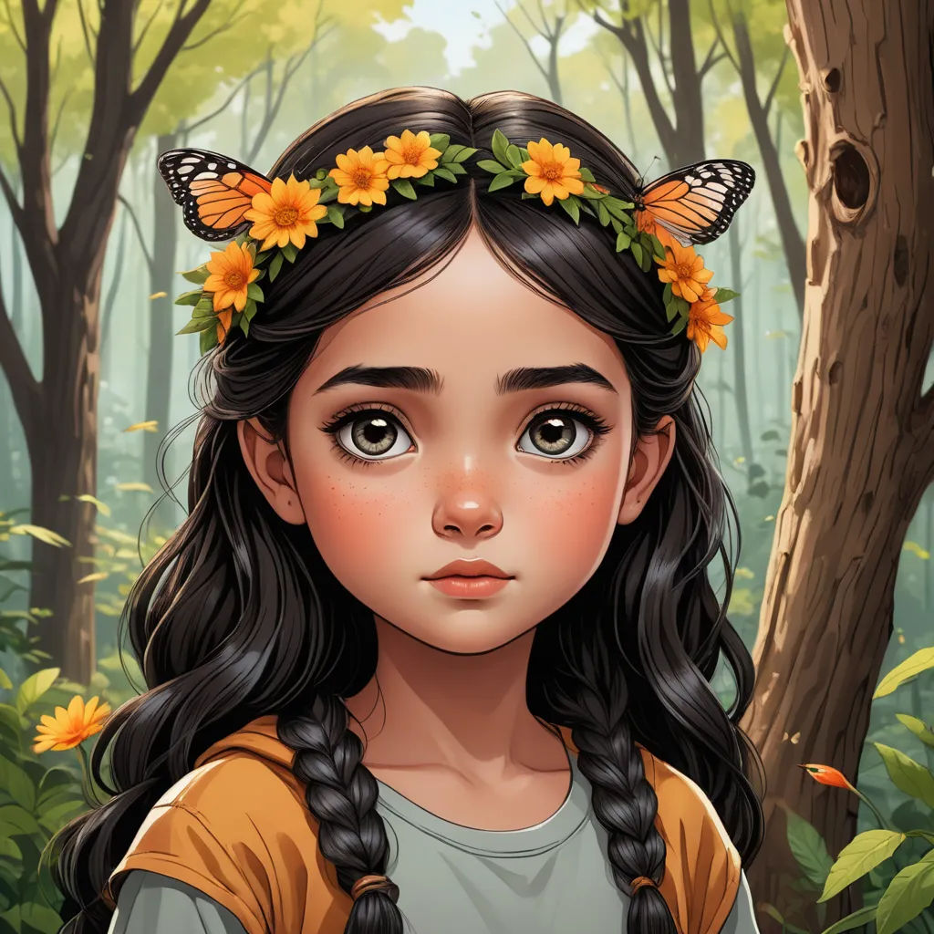 a girl with a butterfly headband in a forest with sunflowers on her head and a butterfly on her head, fantasy art, a character portrait, Artgerm, trending on art station