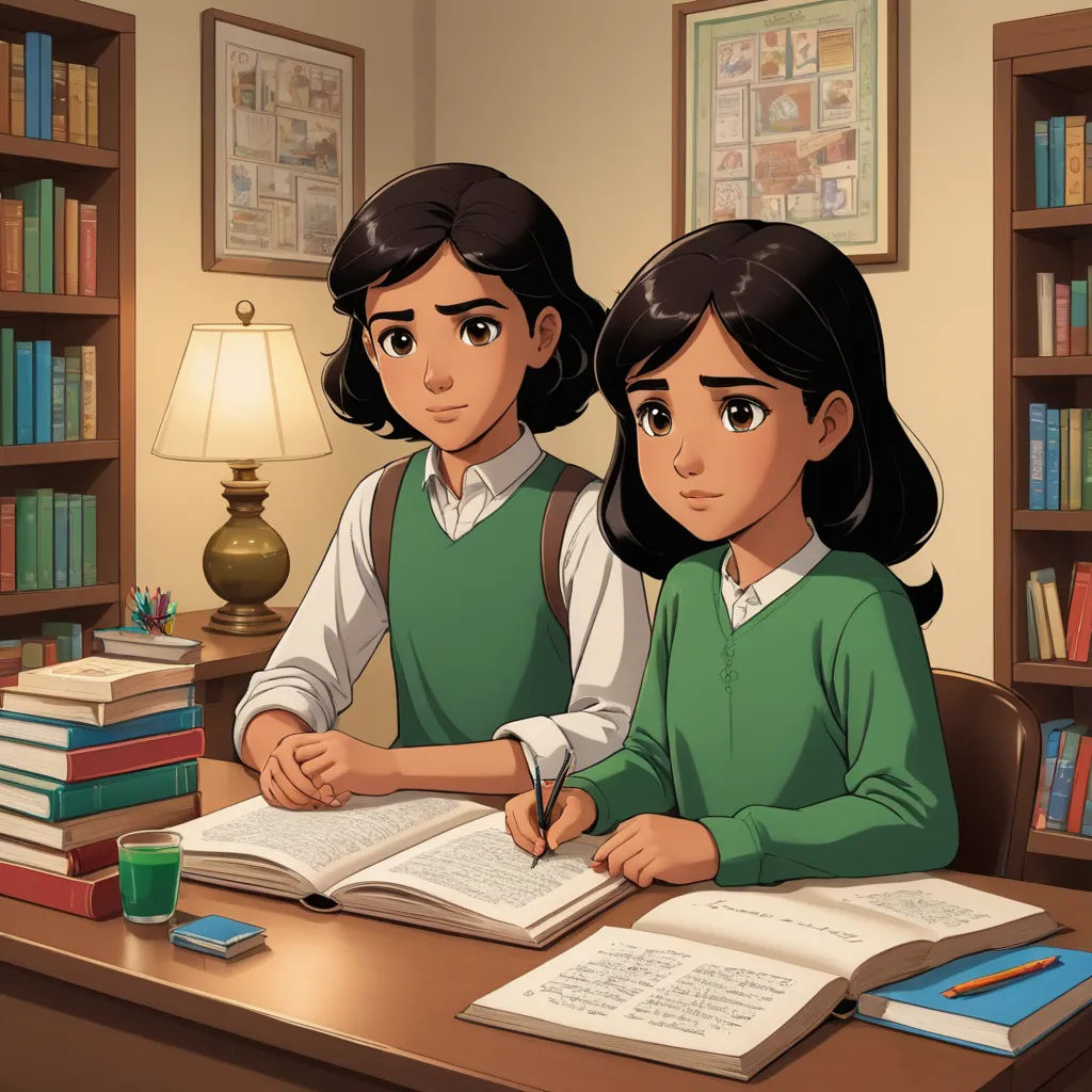 a couple of people sitting at a desk with books and a lamp in front of them on a desk, lyco art, a comic book panel, Brothers Hildebrandt, official art