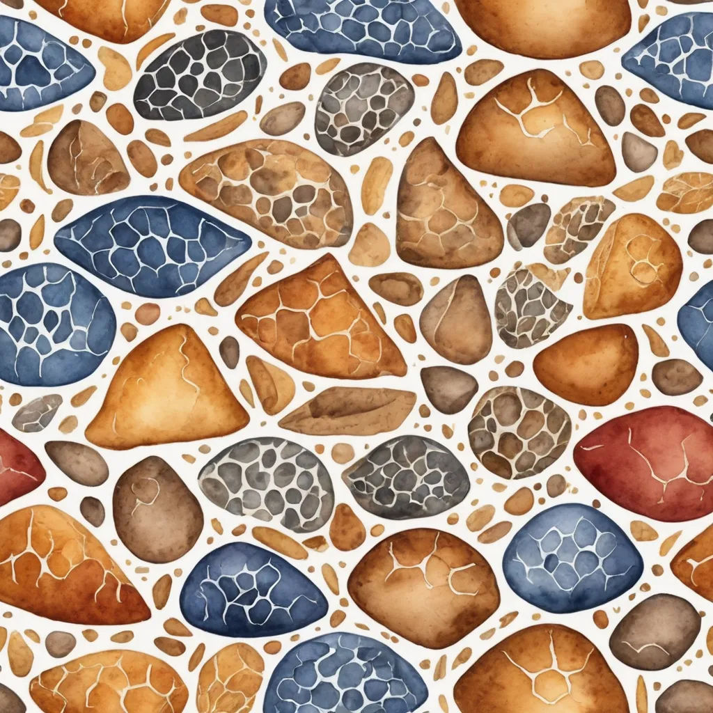 a watercolor painting of rocks and pebbles on a white background photo of a rock pattern with a variety of colors, generative art, a mosaic, Chris LaBrooy, highly detailed digital art