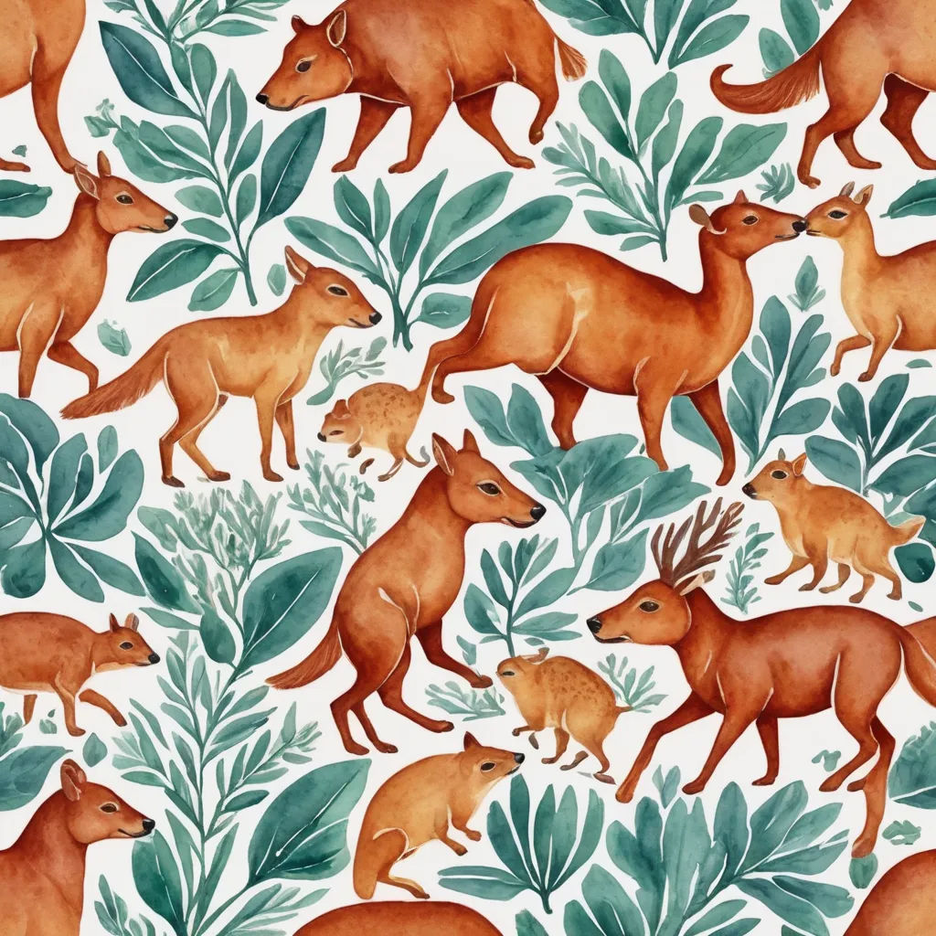 a pattern of foxes and leaves on a white background with green leaves and leaves on the bottom of the pattern, arts and crafts movement, a storybook illustration, Annabel Kidston, in gouache detailed paintings