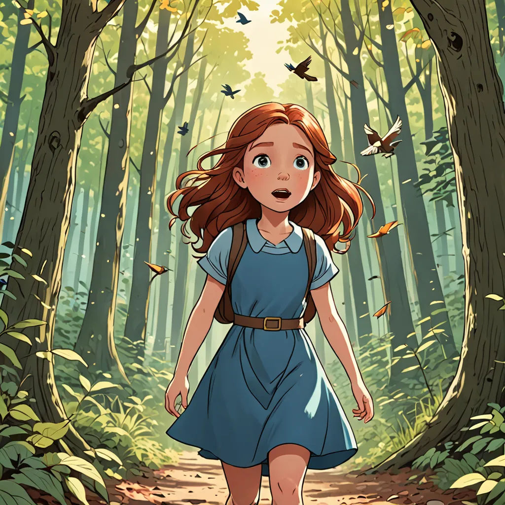a girl walking through a forest with butterflies flying around her head and a backpack on her back, with a forest path in the background, Clarice Beckett, fantasy art, a storybook illustration, rossdraws global illumination