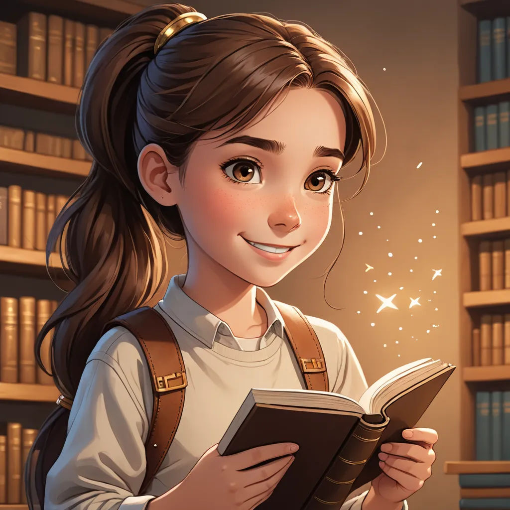 a girl reading a book in a library with bookshelves in the background and a star - filled sky, fantasy art, a character portrait, Charlie Bowater, character portrait
