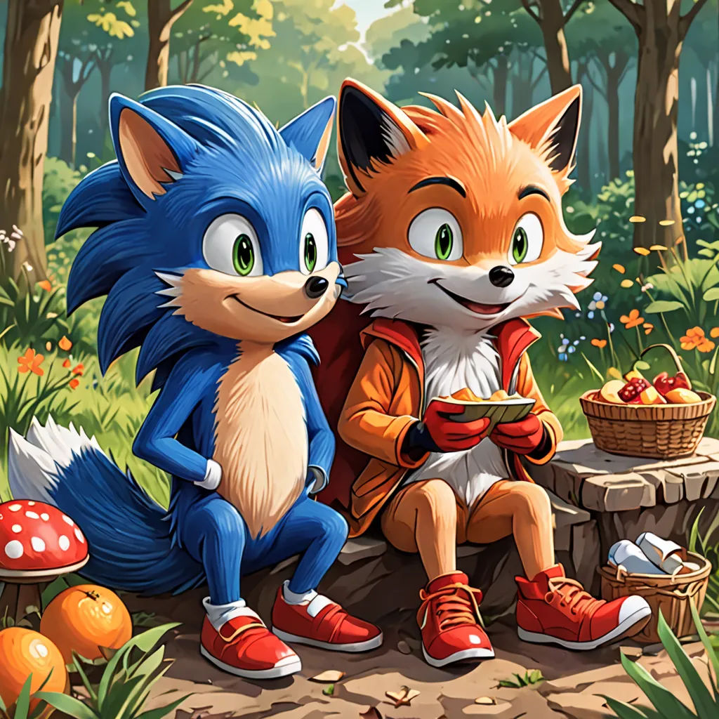 a couple of foxes sitting next to each other on a forest floor with mushrooms and mushrooms in the background, a fine art painting, official art, sots art, Chris LaBrooy