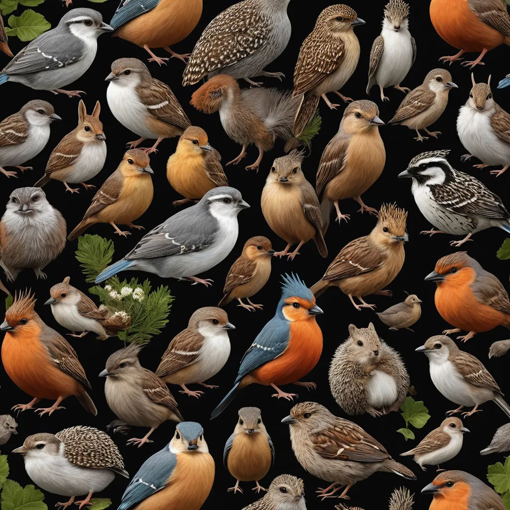 a group of birds sitting on top of a tree branch next to leaves and flowers on a black background, generative art, a flemish Baroque, Charles Bird King, birds
