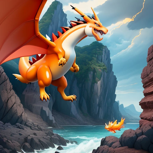 Download Red Charizard - an intimidating Pokemon Fire Type Wallpaper