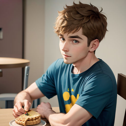 a man sitting at a table with a plate of food in front of him and a sandwich in front of him