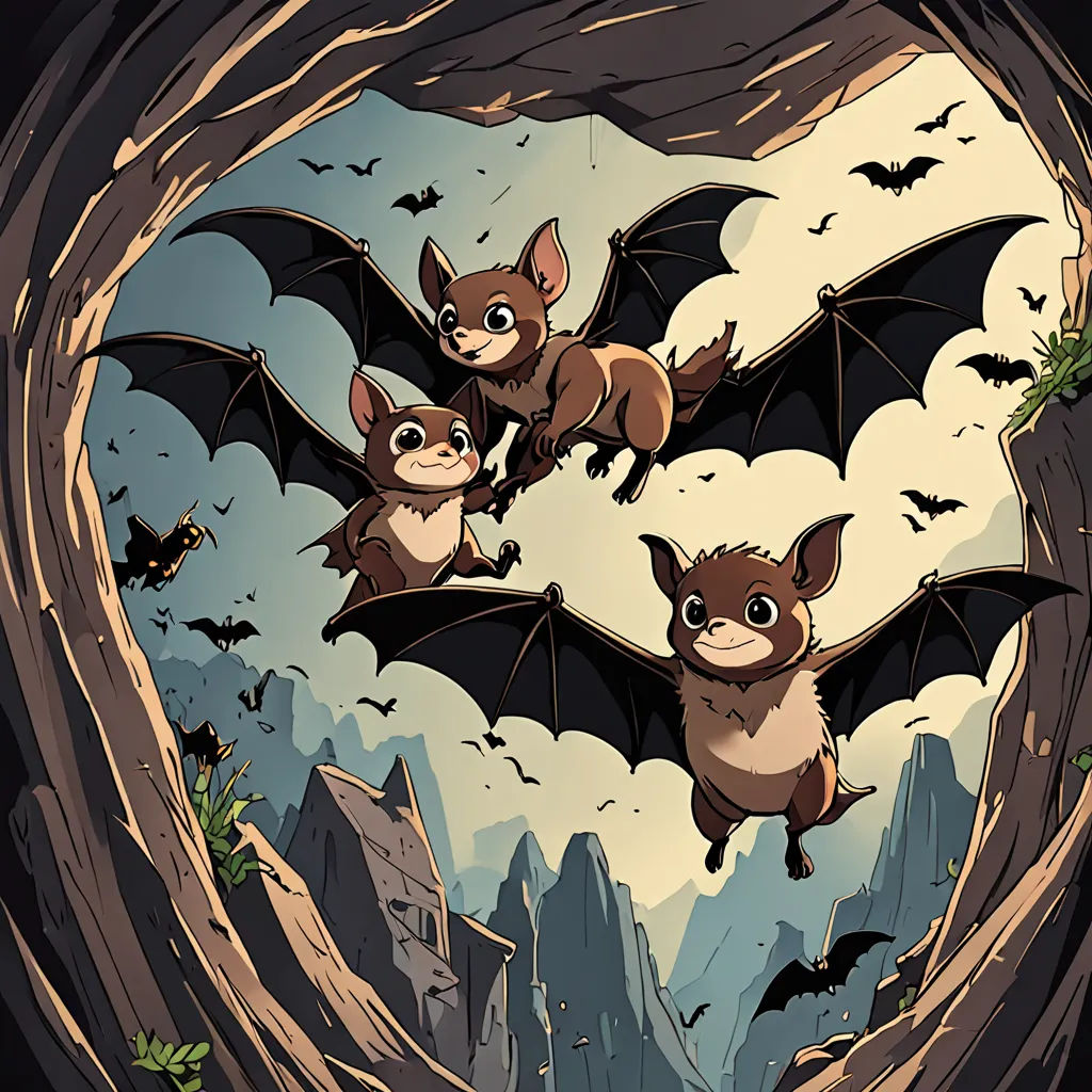 two bats flying over a mountain with bats in the sky above them and bats below them, with bats flying over the mountain, gothic art, a storybook illustration, Diego Gisbert Llorens, rossdraws global illumination
