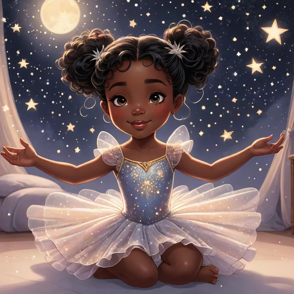 a little girl in a ballet outfit sitting on the floor with her arms outstretched in front of a window, fantasy art, a storybook illustration, Chris Rallis, kinkade