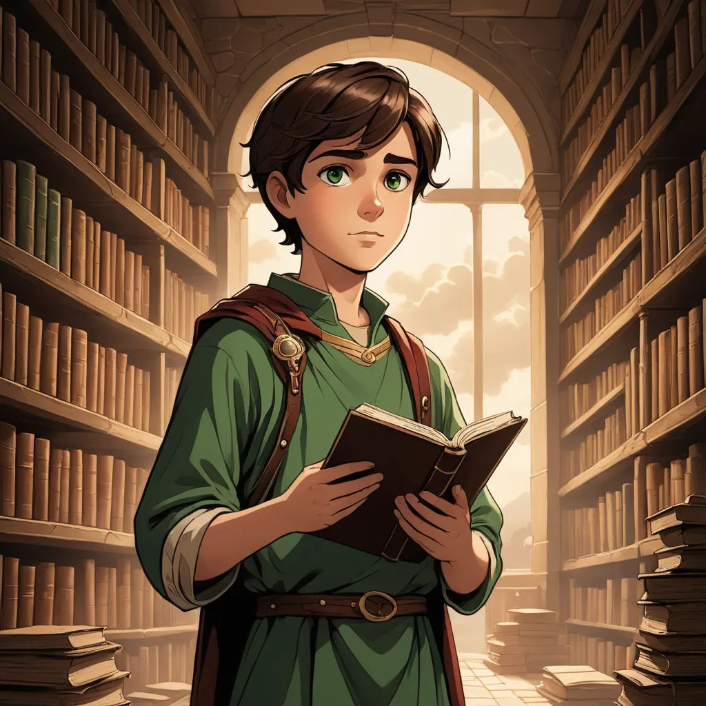 a cartoon of a man reading a book in a library with a window in the background and bookshelves in the foreground, fantasy art, a character portrait, Cedric Seaut (Keos Masons), official art