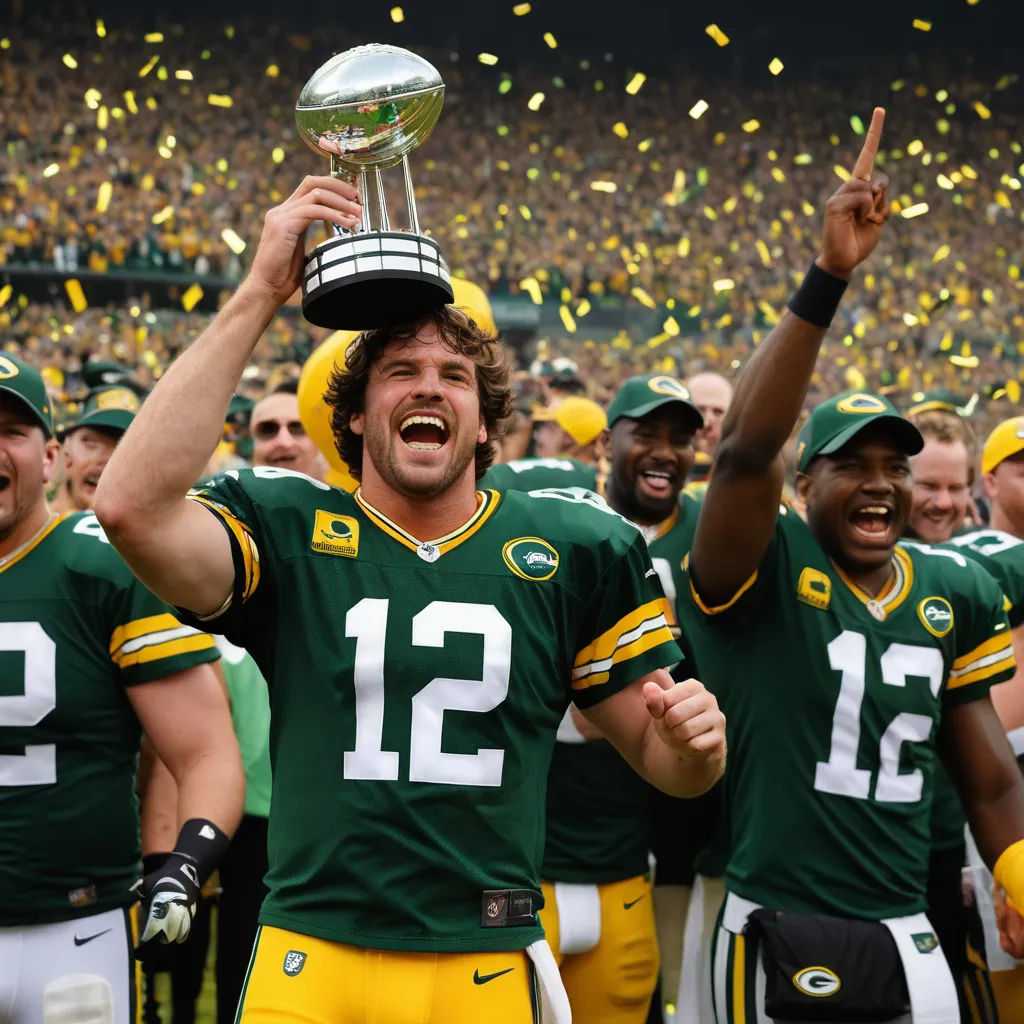 a group of men in green and yellow uniforms holding a trophy and celebrating with confetti in the air, antipodeans, a stock photo, ESAO, elite