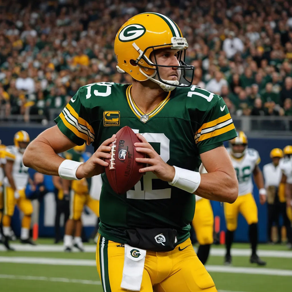 a man holding a football on a field with a crowd in the background of him and a football in his hand, antipodeans, a stock photo, Art Fitzpatrick, turnaround