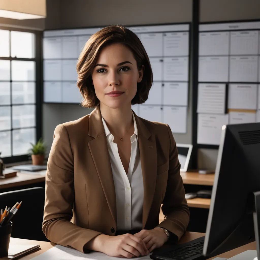 a woman sitting at a desk with a laptop computer in front of her and a desktop computer in front of her, institutional critique, a stock photo, Claire Falkenstein, professional