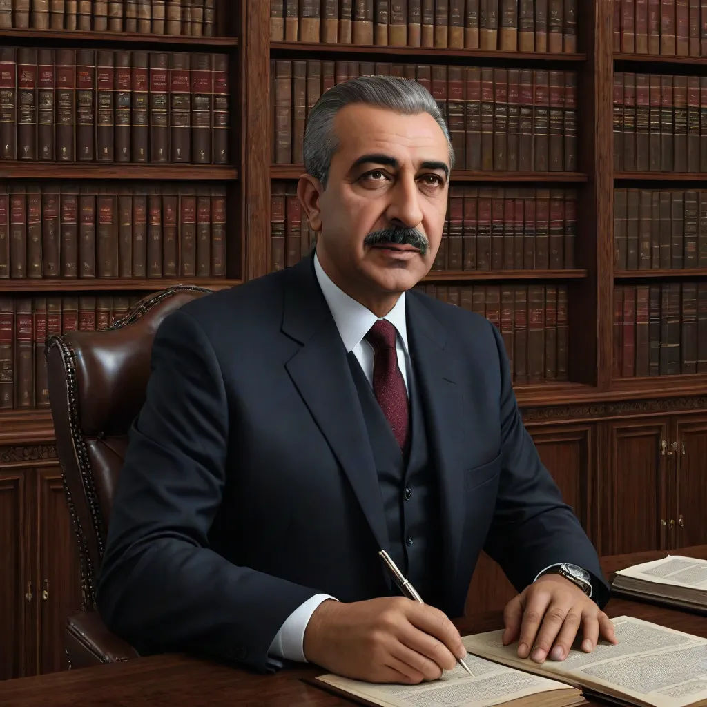 a man in a suit and tie sitting at a desk with a pen and paper in front of him, Fikret Muallâ Saygı, qajar art, a photorealistic painting, foto realistic