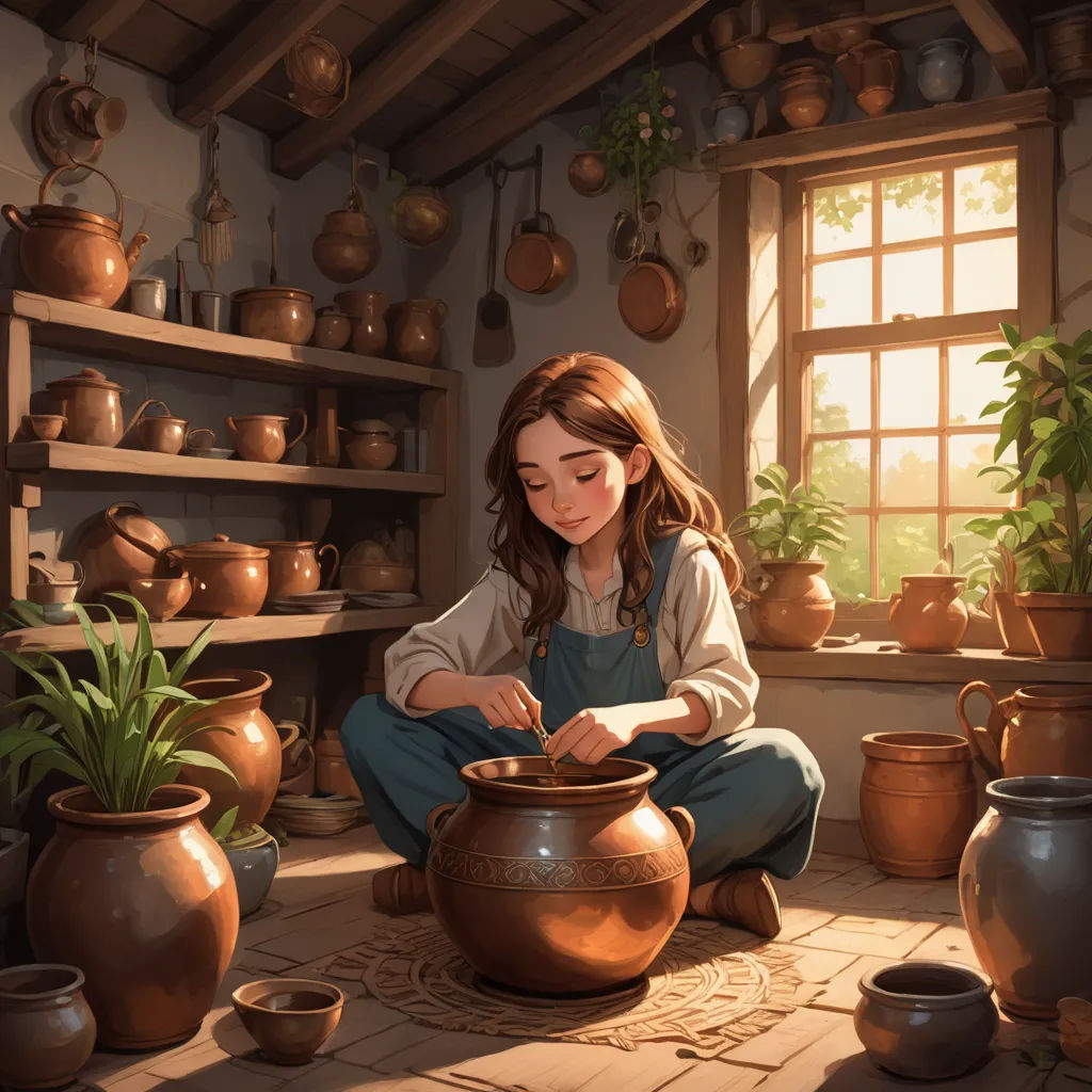 a girl is sitting on the floor in front of a pot and a plant in a potty with a book, fantasy art, a storybook illustration, Alejandro Burdisio, storybook illustration