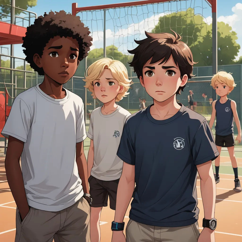 a group of young people standing on a tennis court next to each other on a court with a net, sots art, concept art, Cedric Seaut (Keos Masons), official art