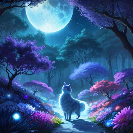 moonlight blue galaxy forest cat