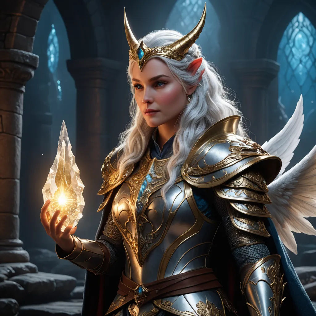 a woman dressed in a costume holding a crystal ball in her hand and a demon on her shoulder, in a dark room, fantasy art, concept art, Clint Cearley, rossdraws global illumination