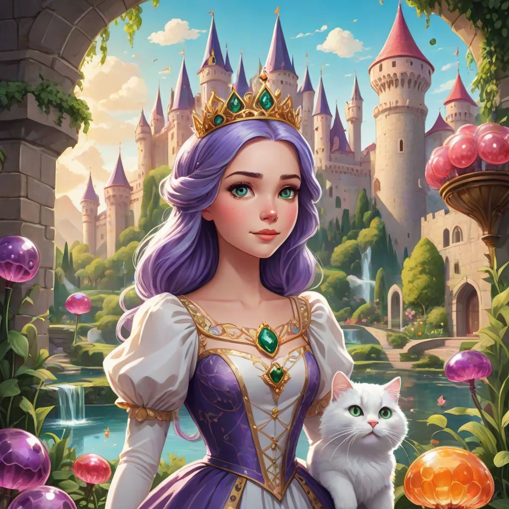 a princess holding a cat in front of a castle with a cat in her lap and a cat in her lap, Anne Stokes, fantasy art, a character portrait, ultra detailed fantasy