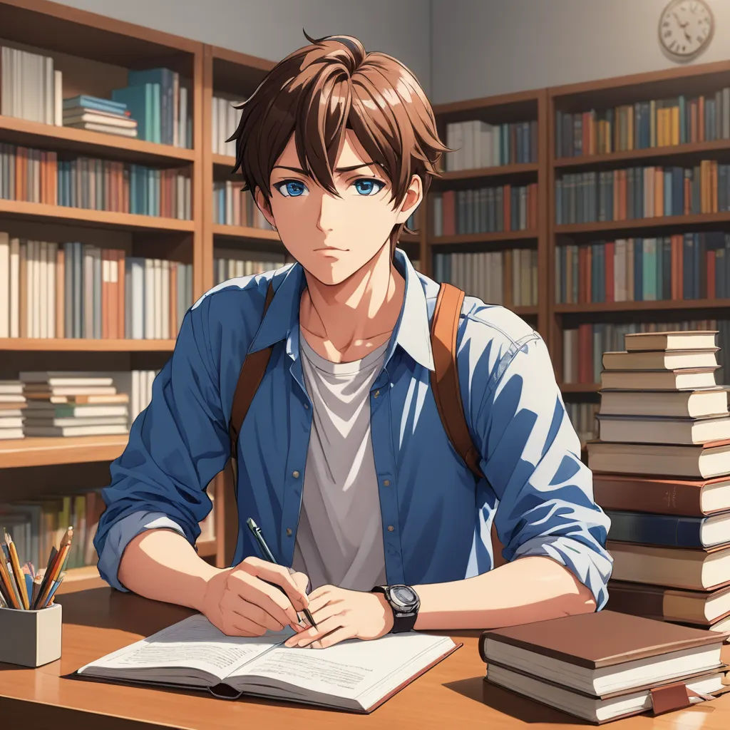 a man sitting at a desk with a book and pen in his hand and a book in front of him, remodernism, a stock photo, Armin Hansen, official art