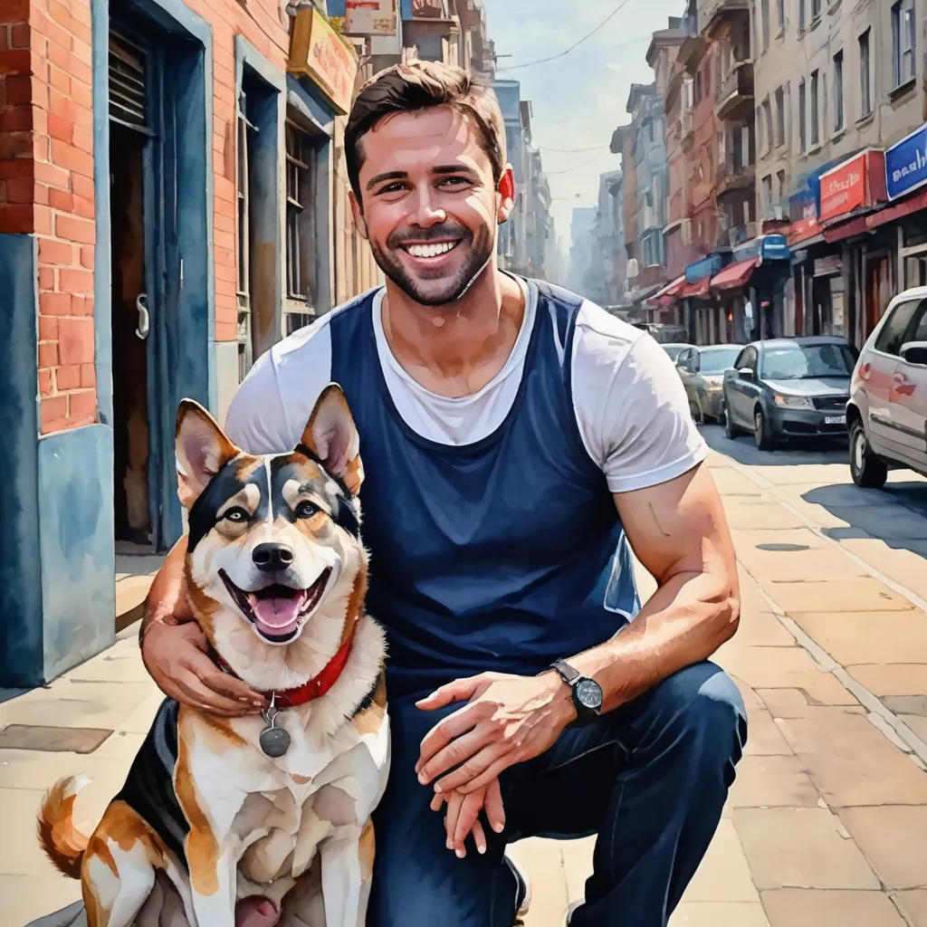 The Muscleman and the Stray Husky
