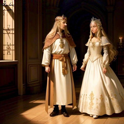 a couple of people in wedding dresses standing next to each other in a room with a window and a light